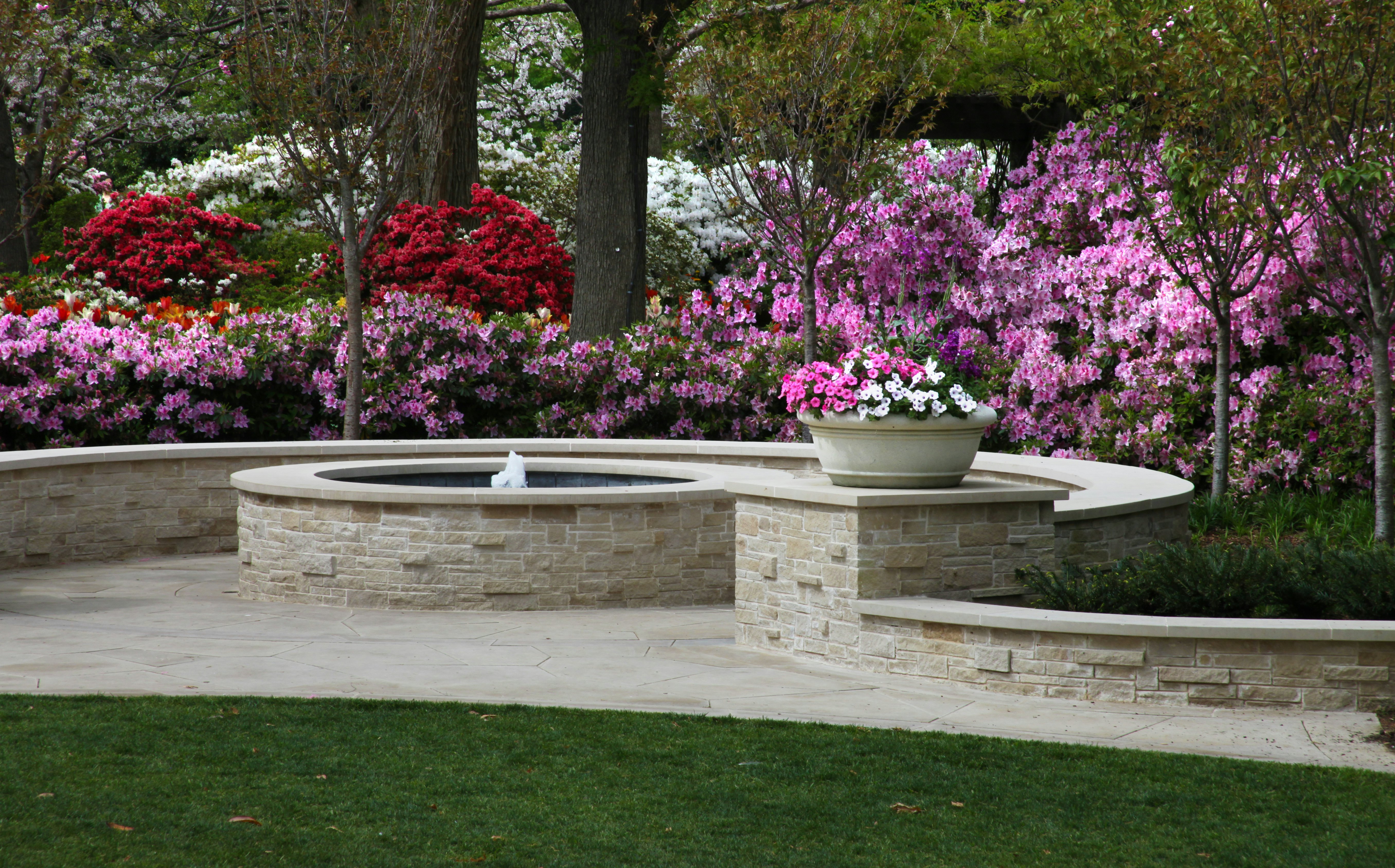 Fountain and Flowers at the Garden of Memories
