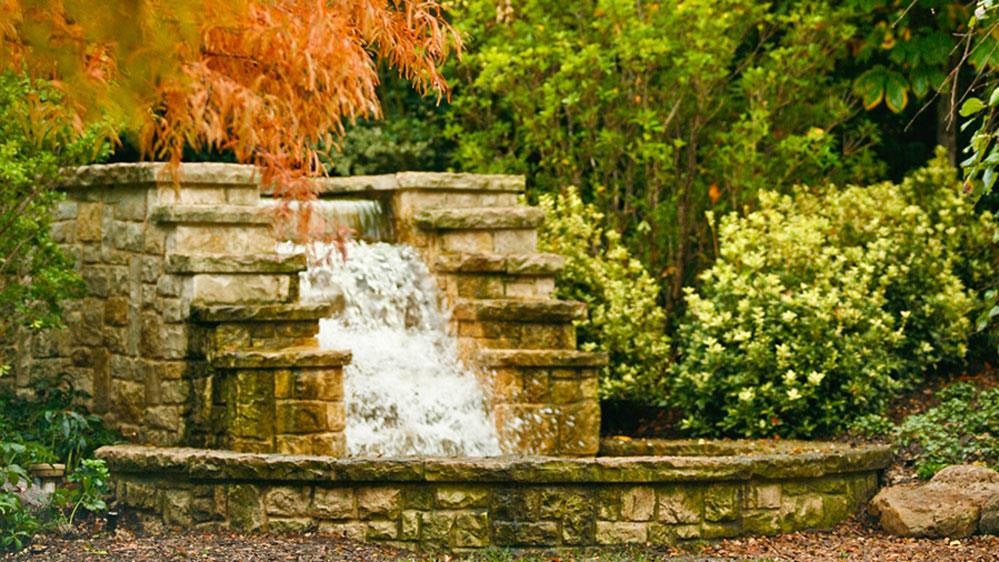 Autumn Color around the Acequia Water Feature in A Woman's Garden